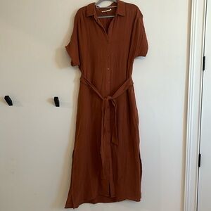 Brown linen maxi dress